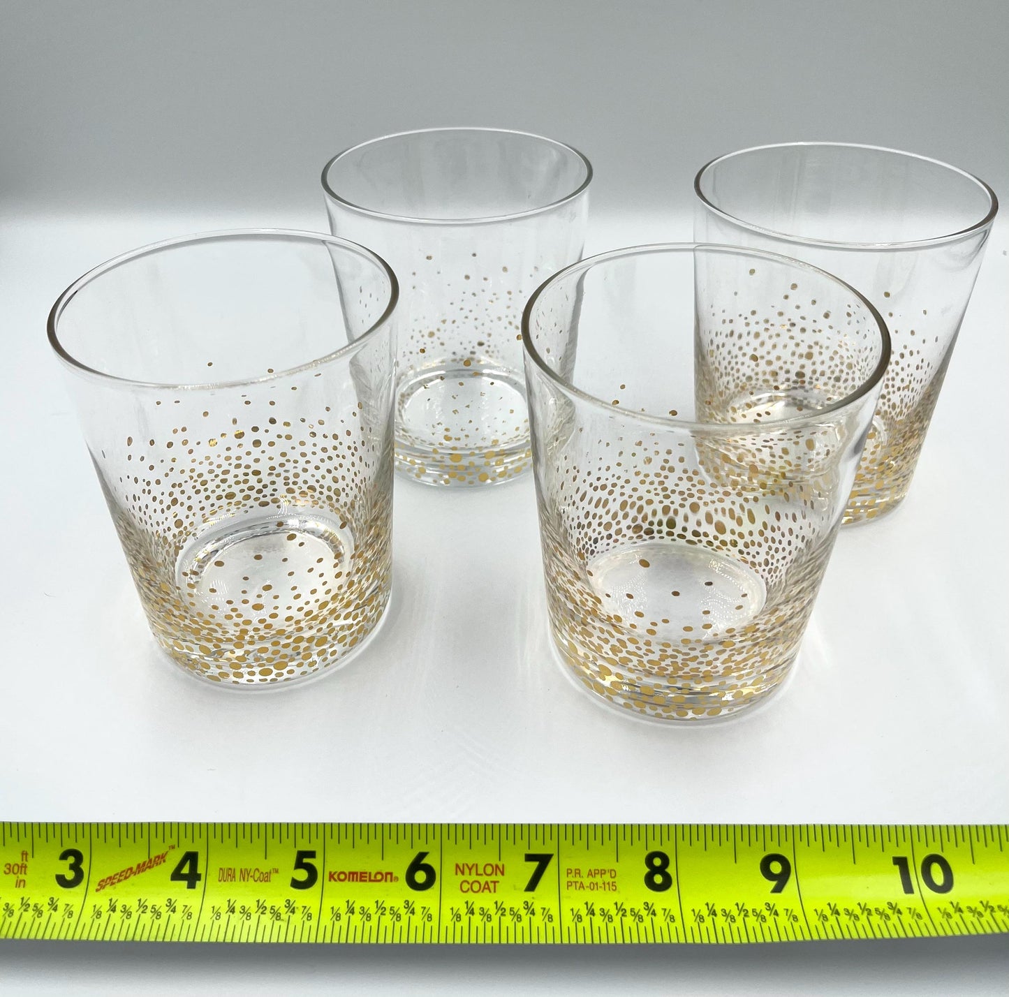 Set of Four Double Old Fashioned Gold Dot Confetti Glasses