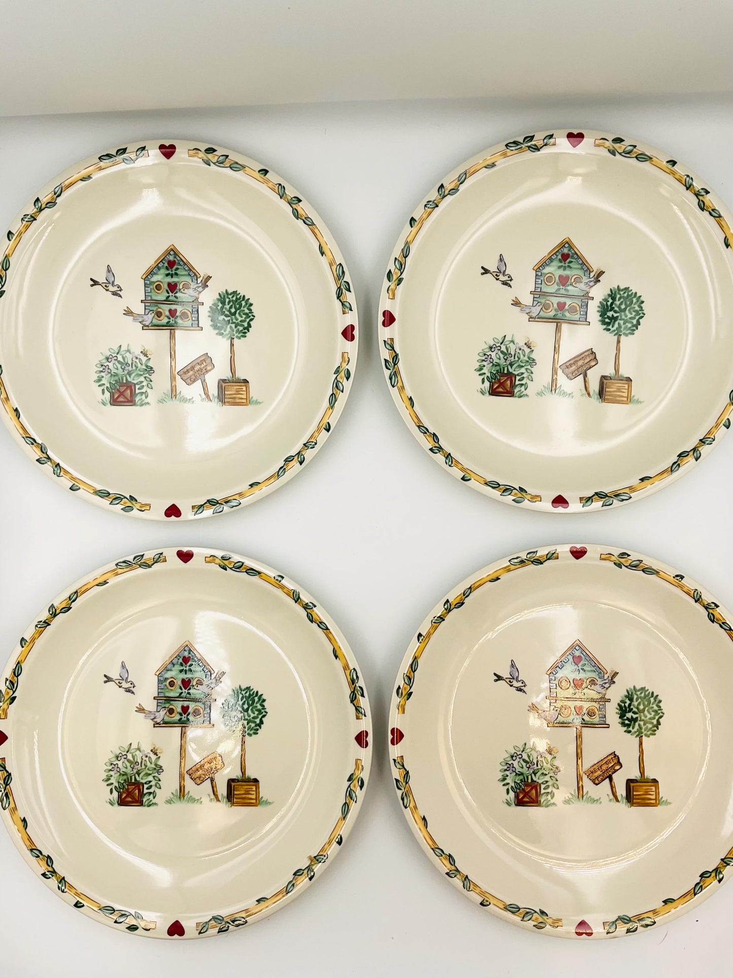 Vintage Thomson Pottery Birdhouse Dinner Plates
