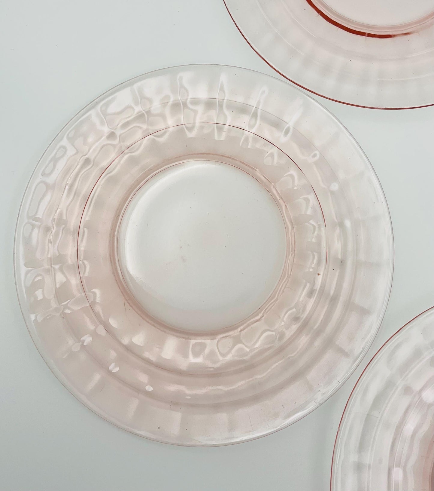 Vintage Anchor Hocking Pink Depression Glass, Block Optic Pattern Salad Plate