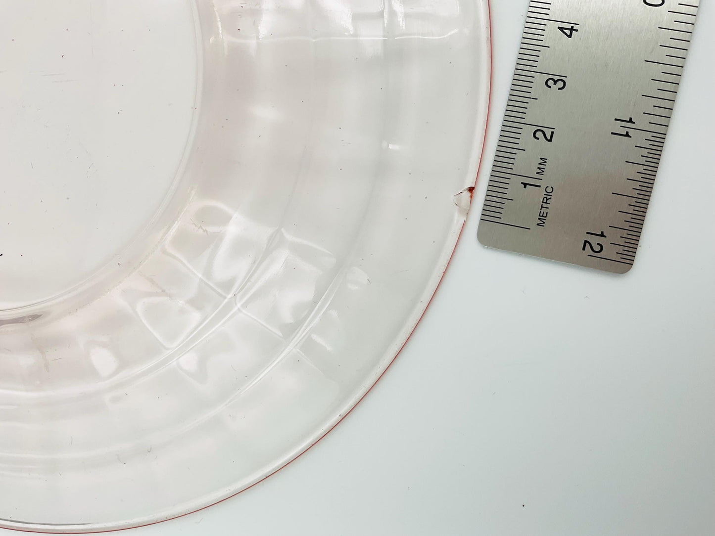 Vintage Anchor Hocking Pink Depression Glass Block Optic Pattern Salad Plate