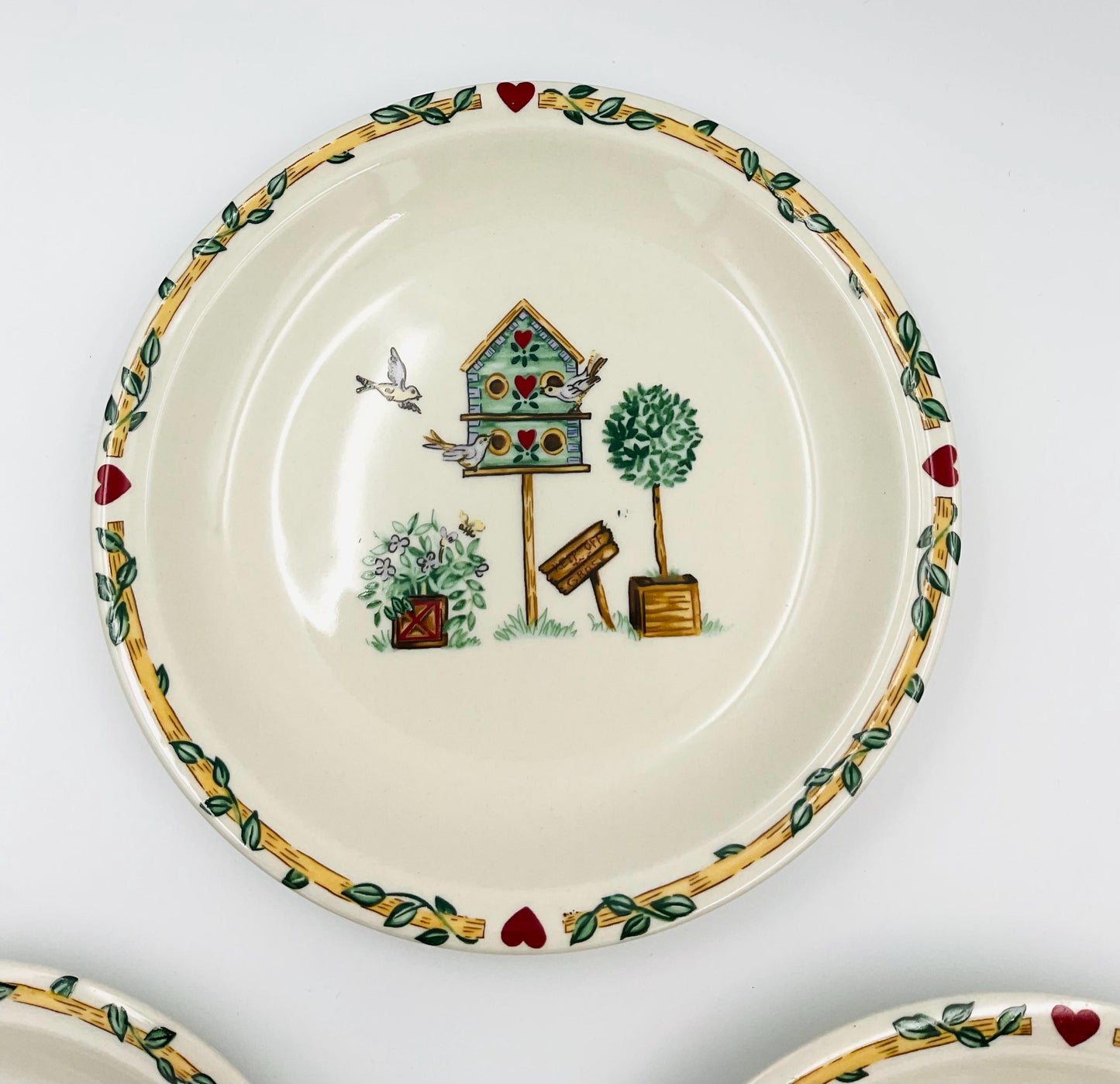 Vintage Thomson Pottery Birdhouse Salad Plates