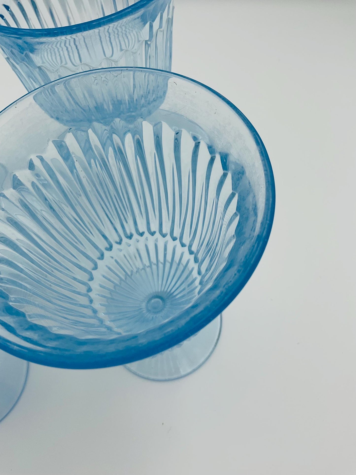 Vintage Light Blue Ribbed Goblets