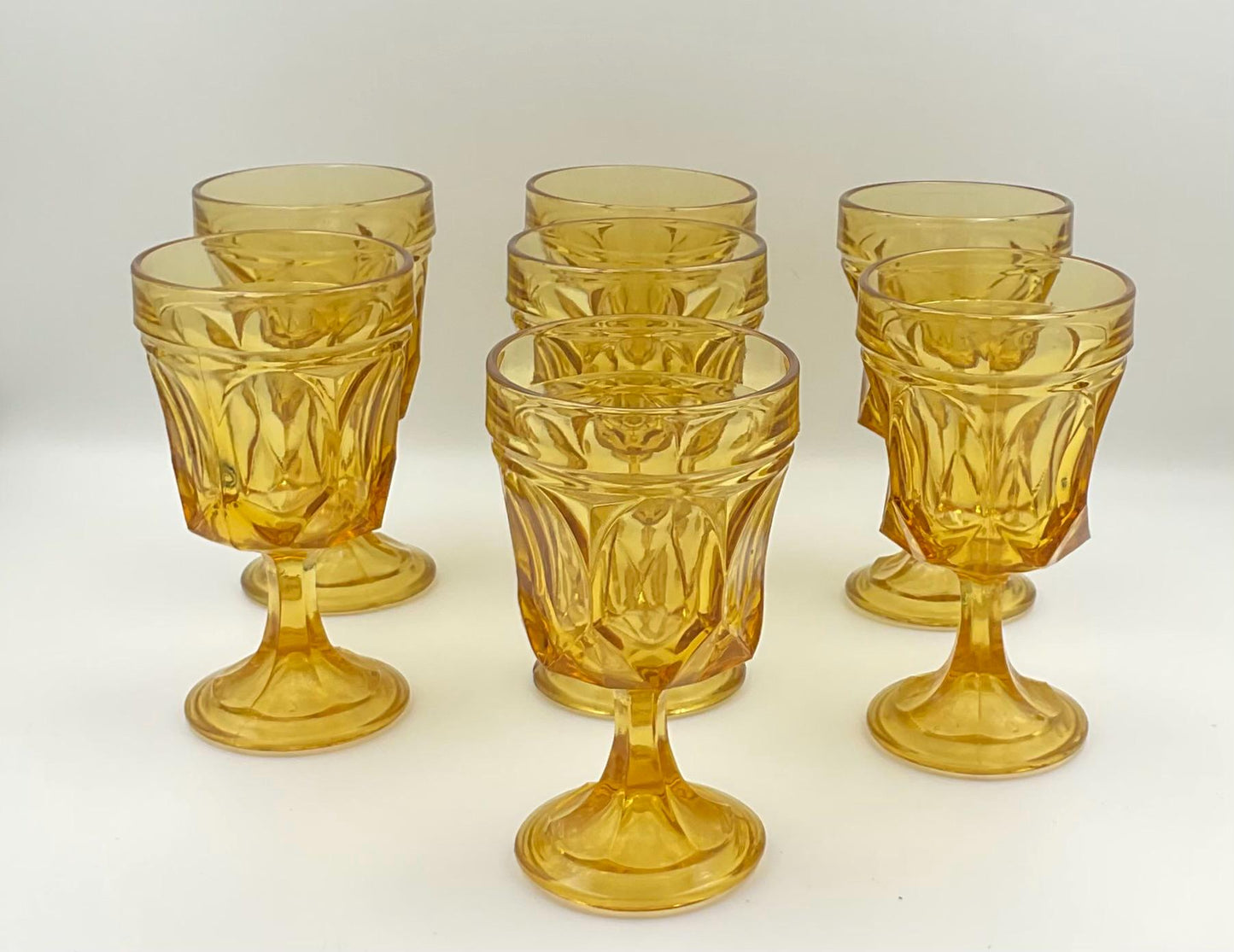 Vintage Anchor Hocking Fairfield Amber Footed Goblet