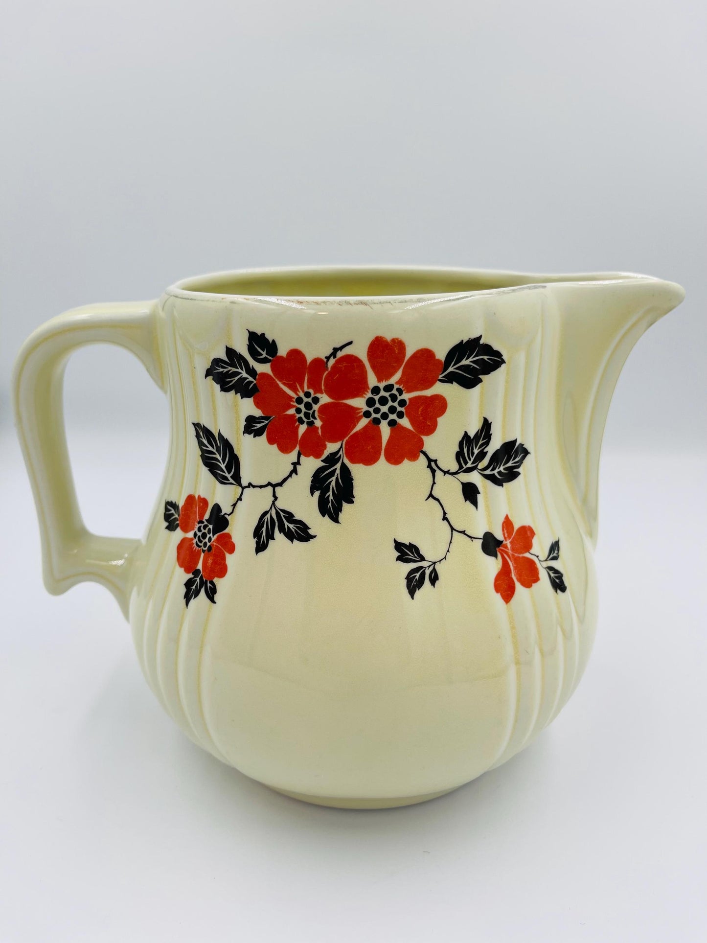 Vintage Hall’s Superior Quality Kitchenware Red Poppy Pattern Pitcher