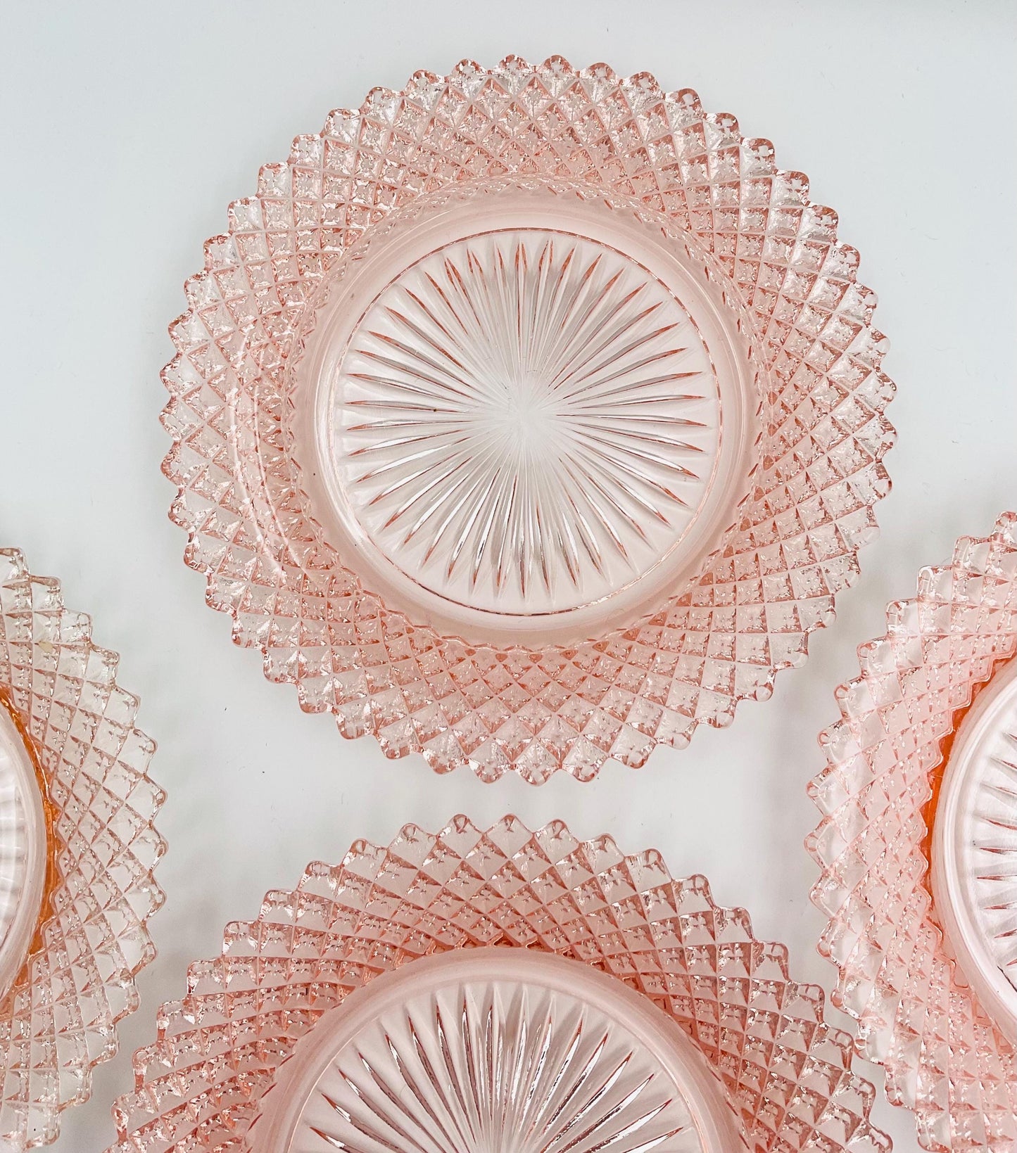 Vintage Anchor Hocking Miss American Pink Bread Plates