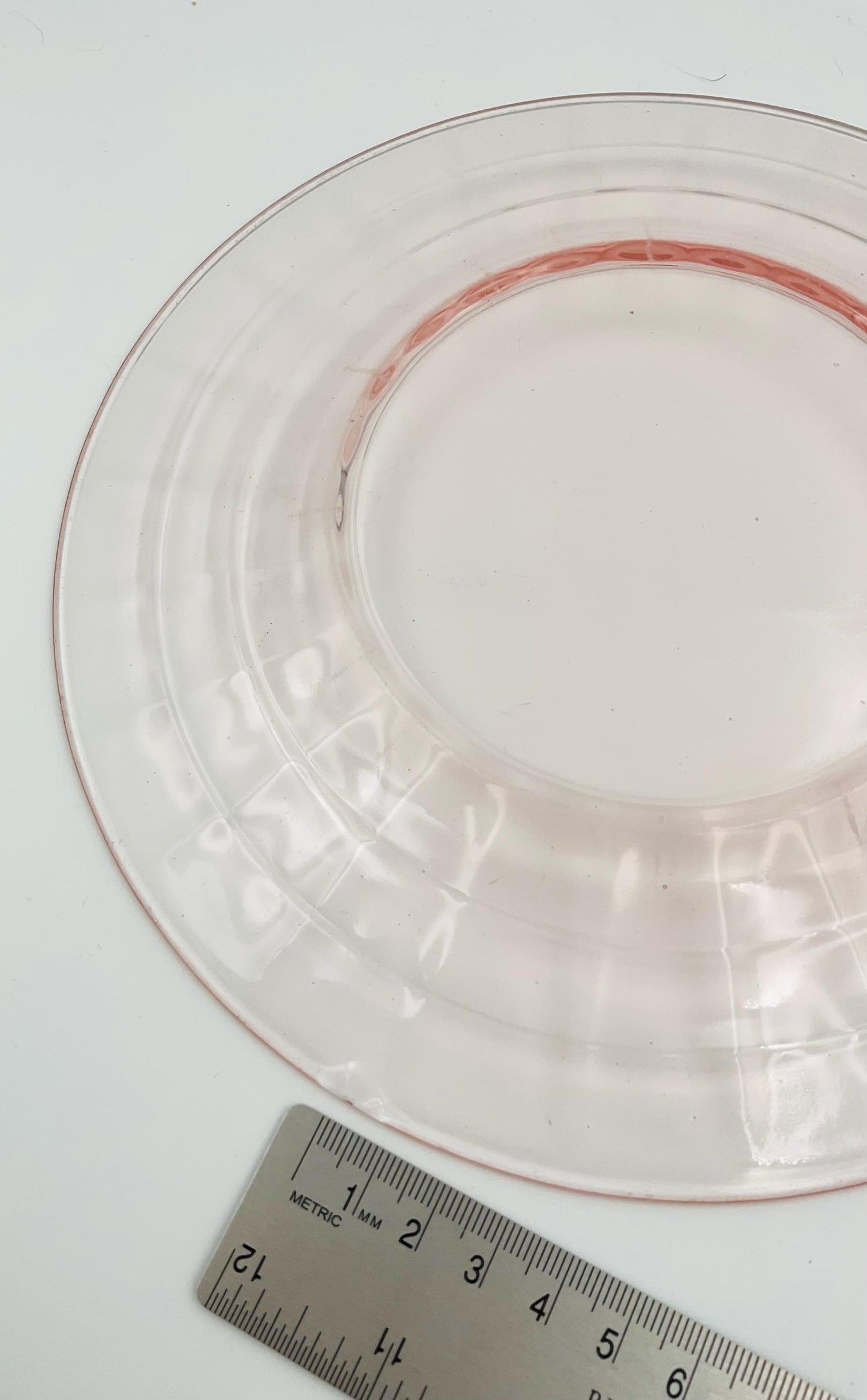 Vintage Anchor Hocking Pink Depression Glass, Block Optic Pattern Salad Plate