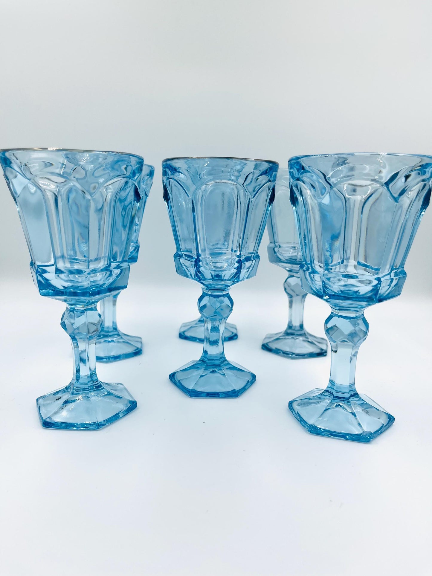 Vintage Fostoria Virginia Blue Goblet