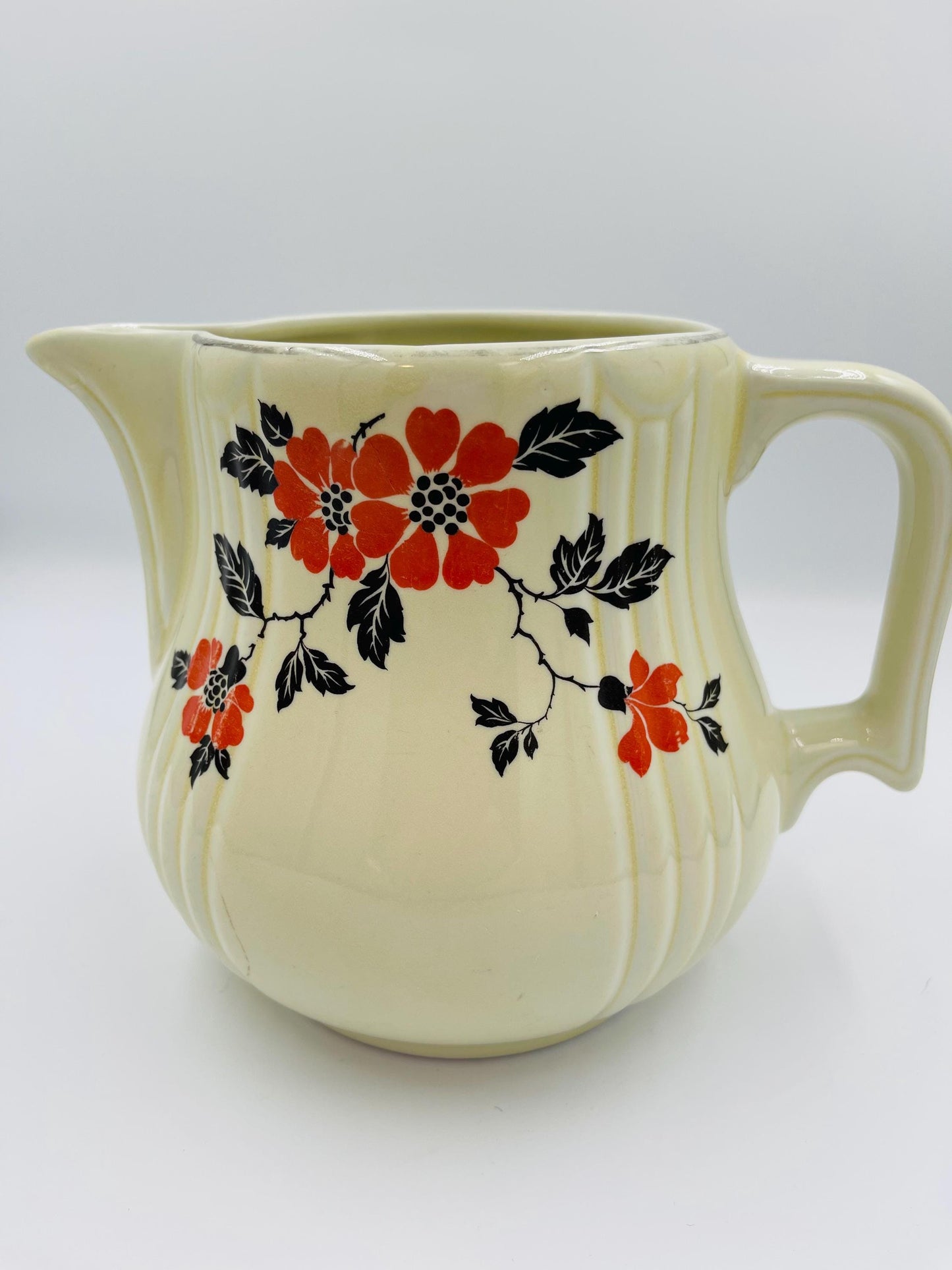 Vintage Hall’s Superior Quality Kitchenware Red Poppy Pattern Pitcher