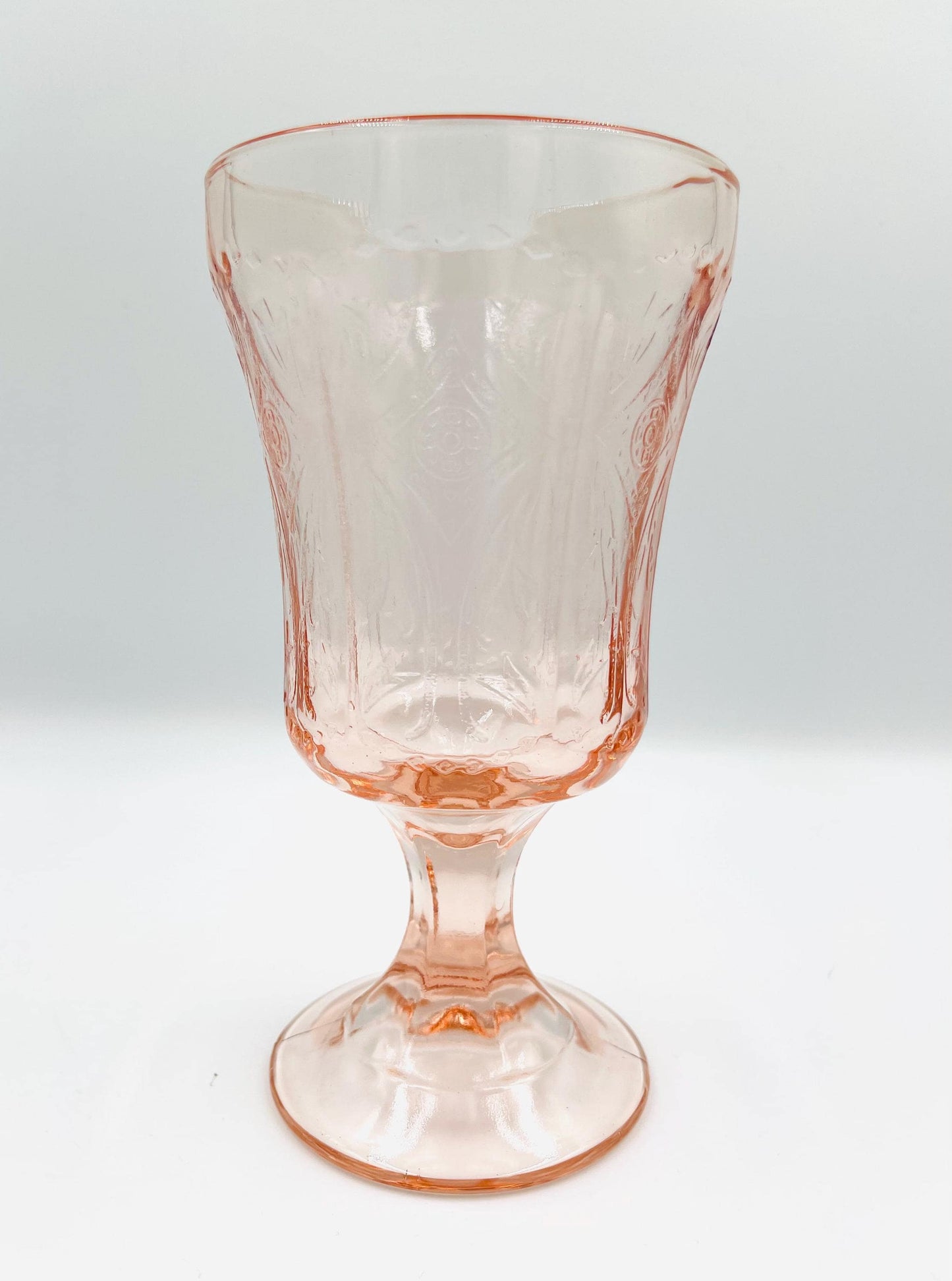 Vintage Indiana Glass Federal Recollection Pink Madrid Goblets
