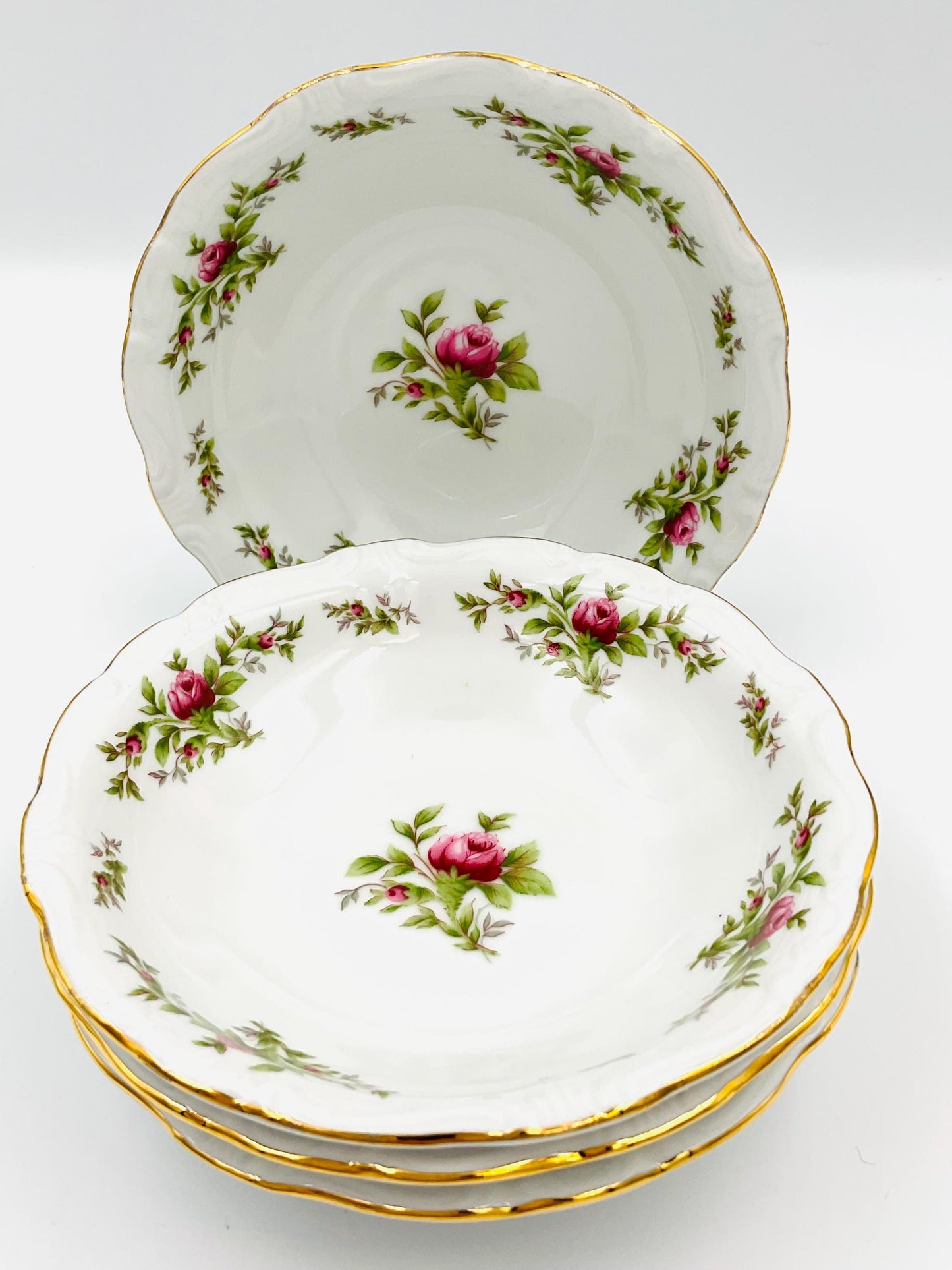 Vintage Johann Haviland Moss Rose Fine China Berry Bowls