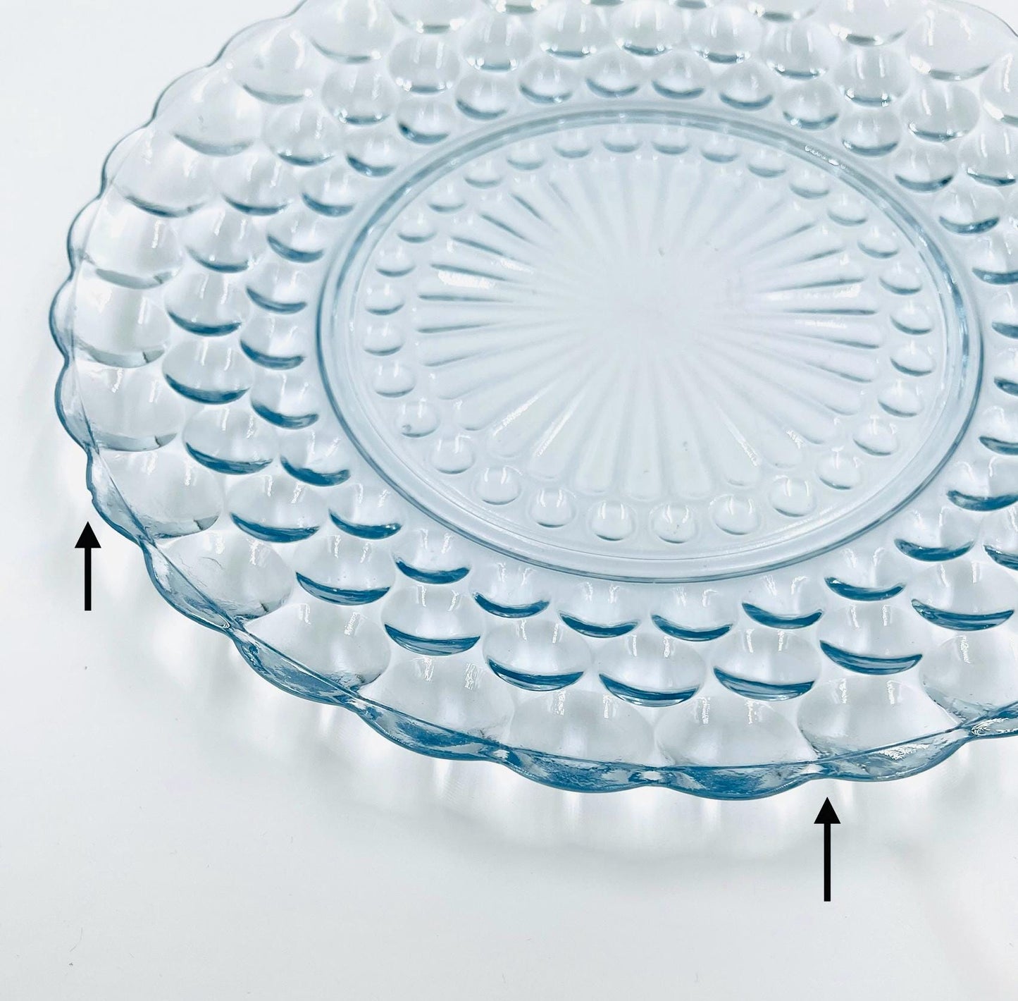 Vintage Anchor Hocking Light Blue Bubble Dessert Plate