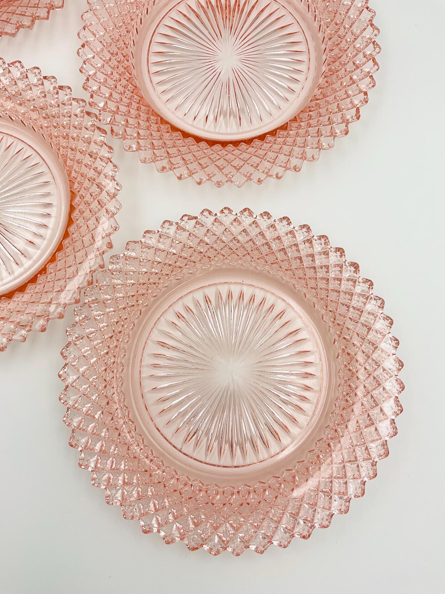 Vintage Anchor Hocking Miss American Pink Bread Plates