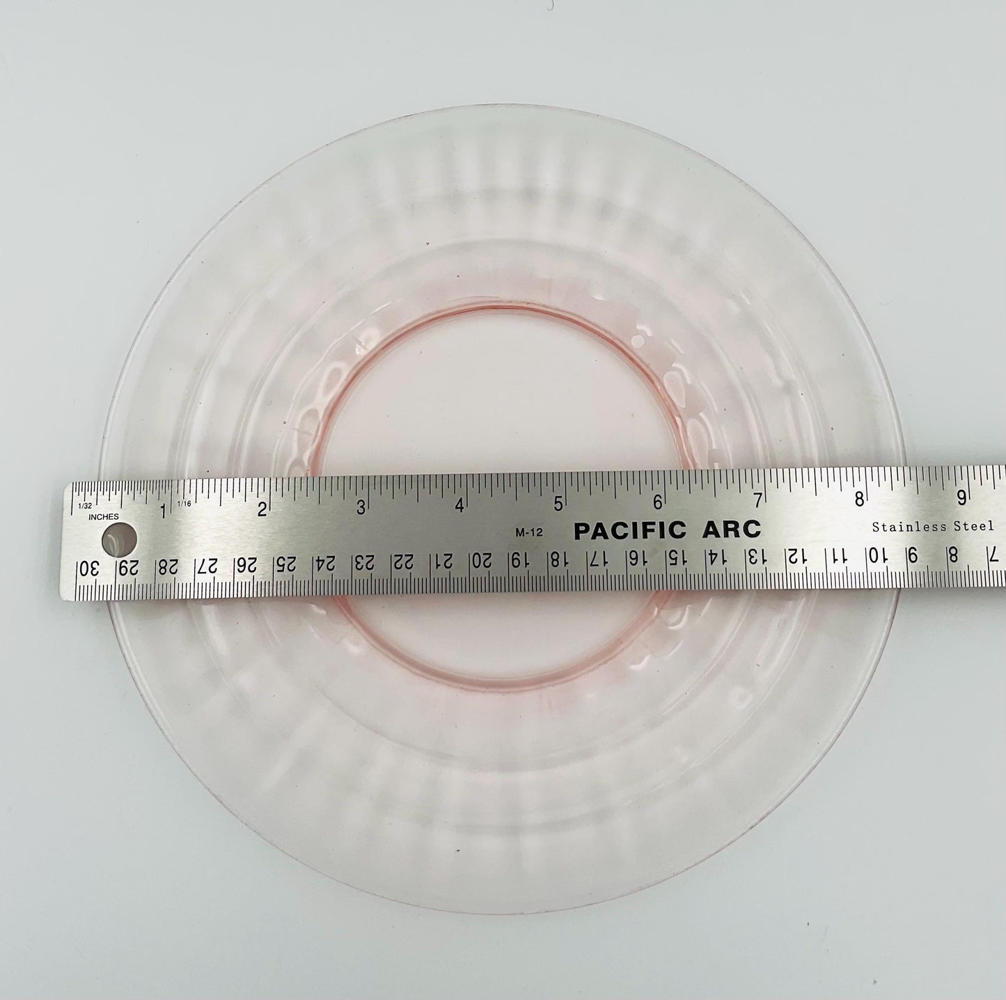 Vintage Anchor Hocking Pink Depression Glass, Block Optic Pattern Salad Plate
