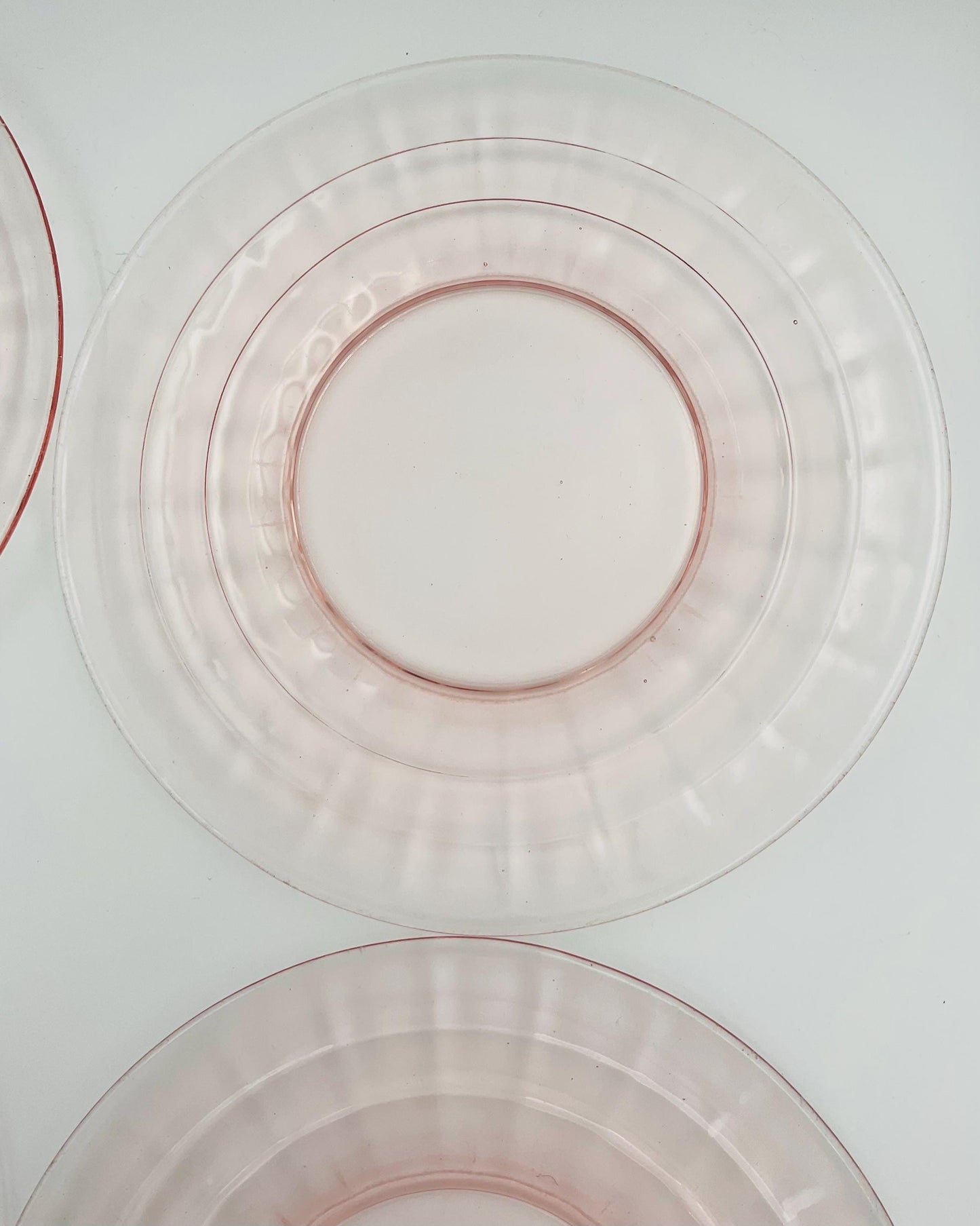 Vintage Anchor Hocking Pink Depression Glass, Block Optic Pattern Salad Plate