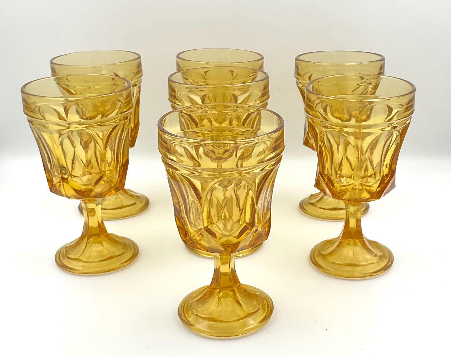 Vintage Anchor Hocking Fairfield Amber Footed Goblet