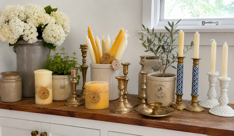 Vintage Candle Sticks & Candles
