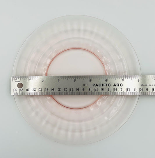 Vintage Anchor Hocking Pink Depression Glass, Block Optic Pattern Salad Plate