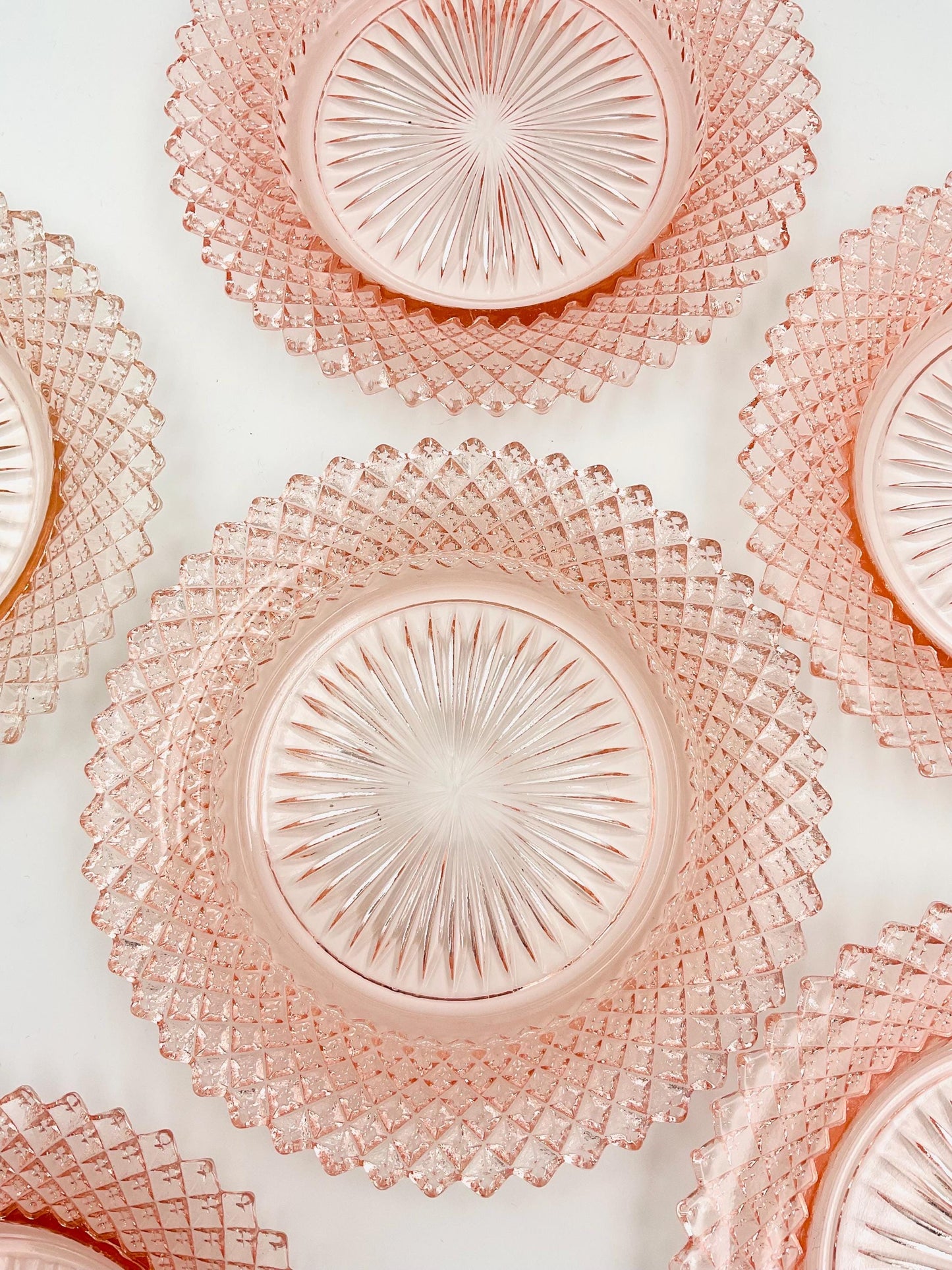 Vintage Anchor Hocking Miss American Pink Bread Plates