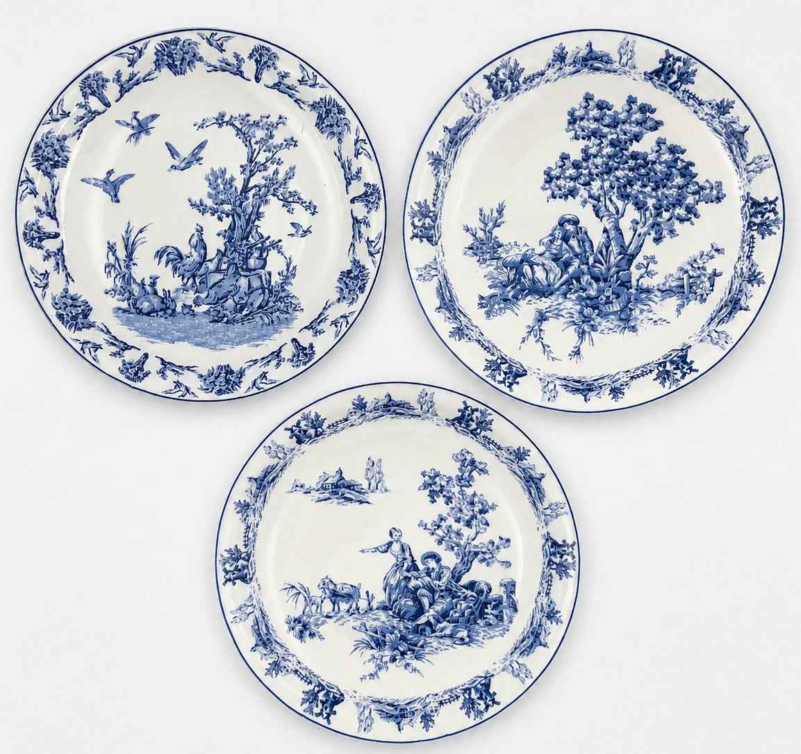 Blue & White Toile Decorative Plates | Set of 3 French Country Wall Plates