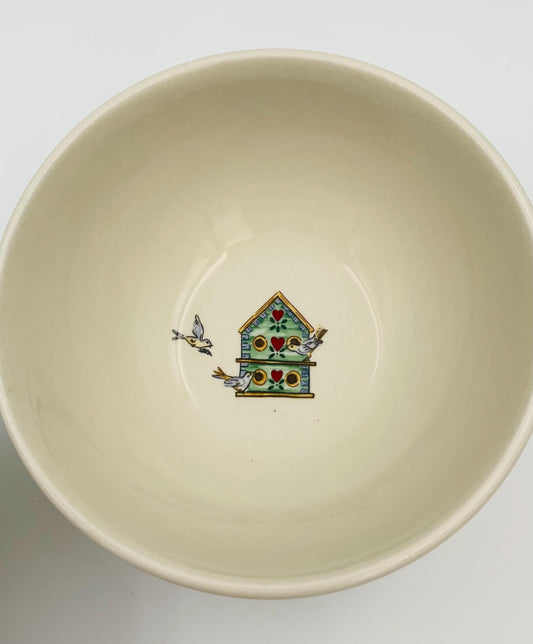 Vintage Thomson Pottery Birdhouse Cereal Bowls