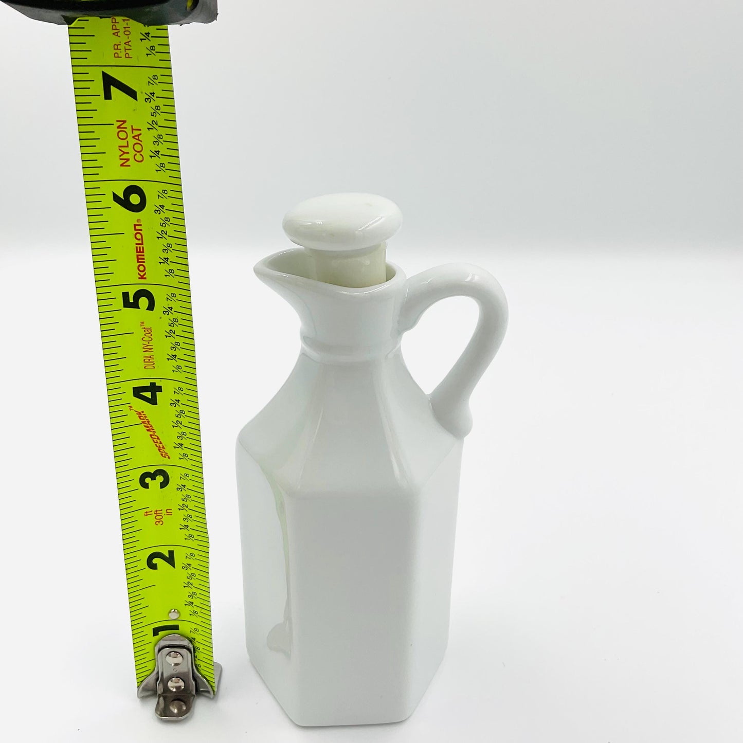 Vintage XCELL White Milk Glass Small Cruet Pitcher with Stopper