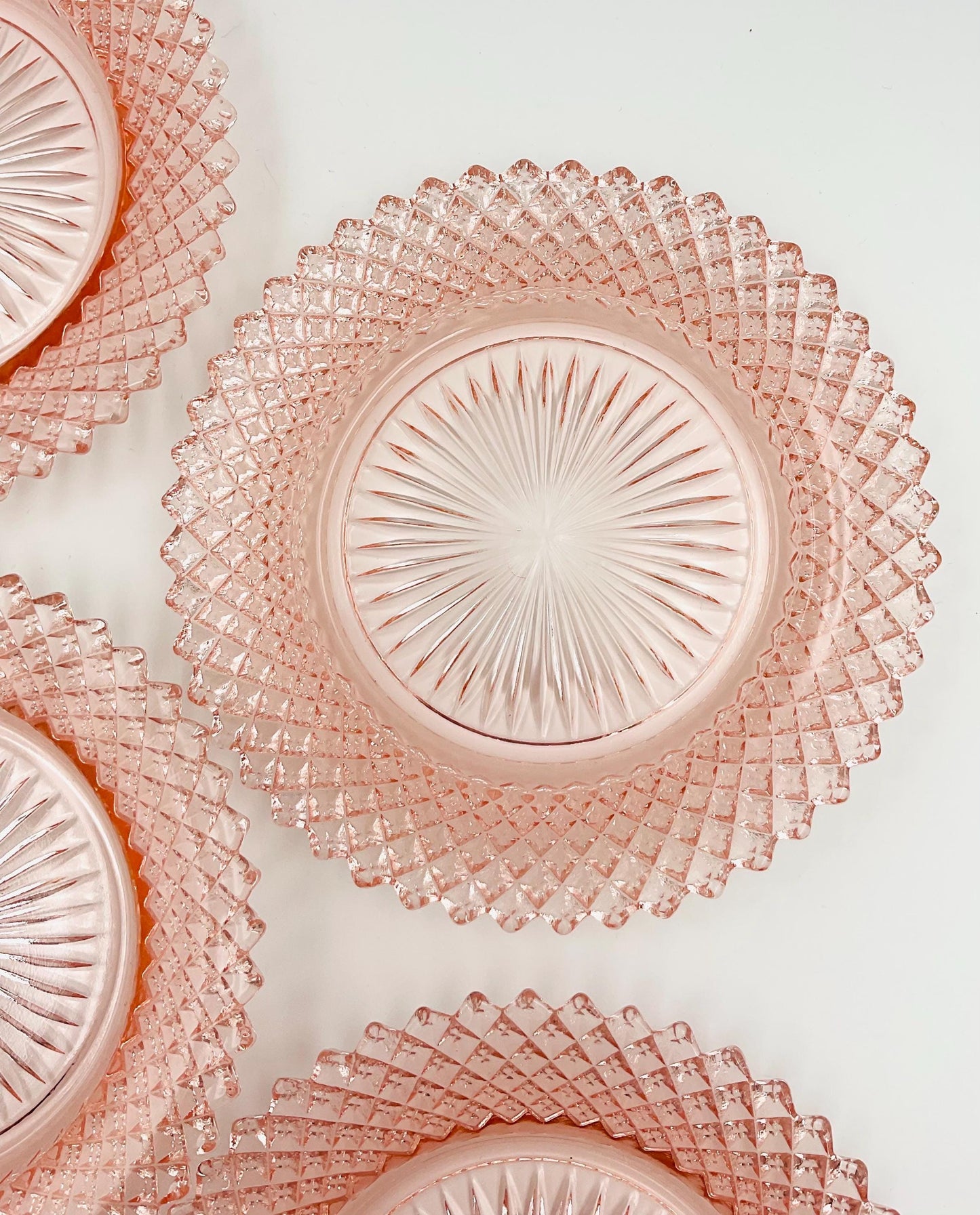 Vintage Anchor Hocking Miss American Pink Bread Plates