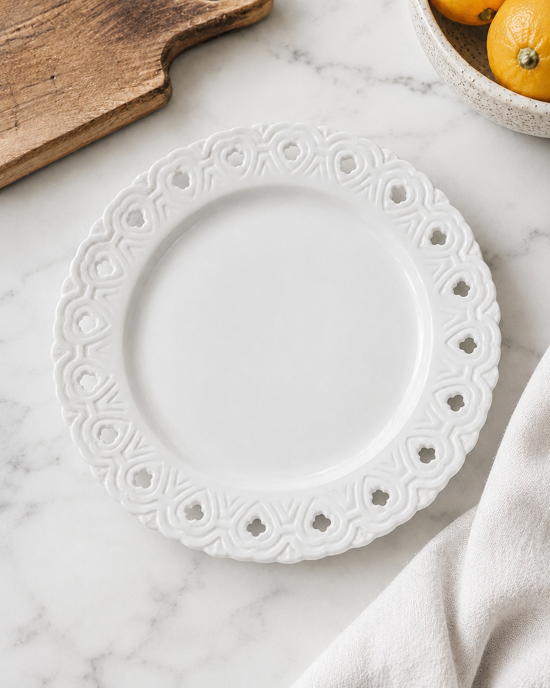 Home Essentials & Beyond Basic Porcelana White Reticulated Salad Plate