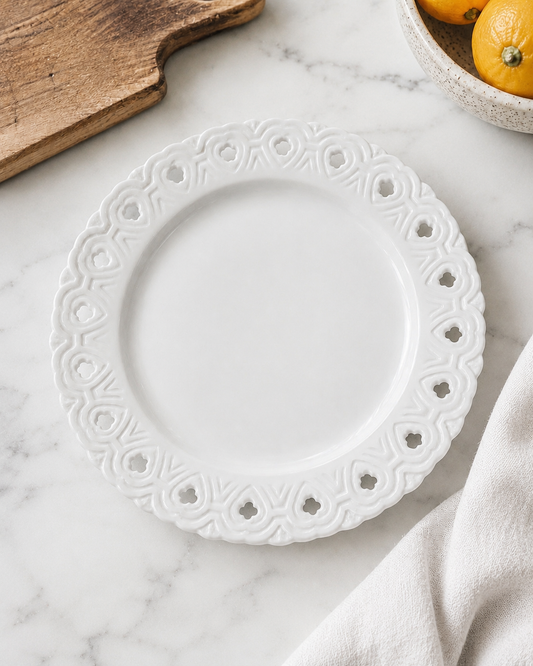 Home Essentials & Beyond Basic Porcelana White Reticulated Salad Plate