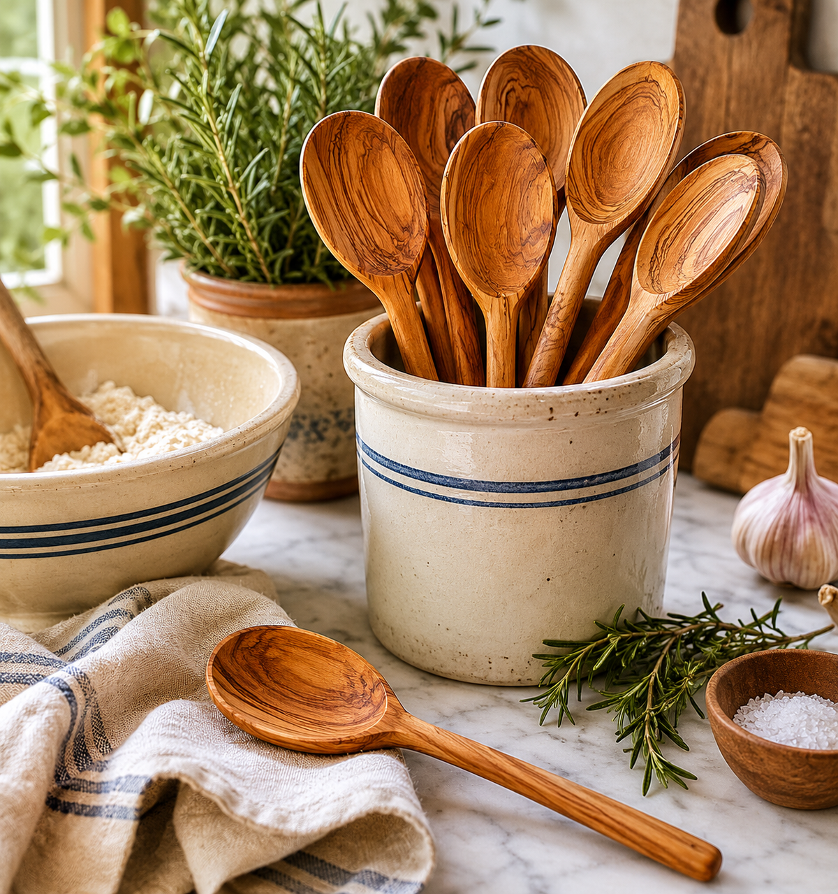 Italian Olive Wood Cooking Spoon, 12 Inch | Eddingtons