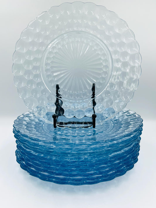 Vintage Anchor Hocking Light Blue Bubble Dessert Plate