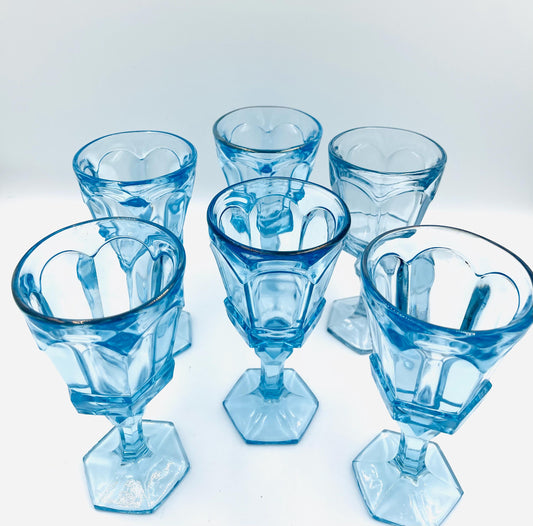 Vintage Fostoria Virginia Blue Goblet