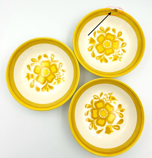 Set of 3 Vintage Royal China Ironstone Small Bowls in the Damsel Pattern.