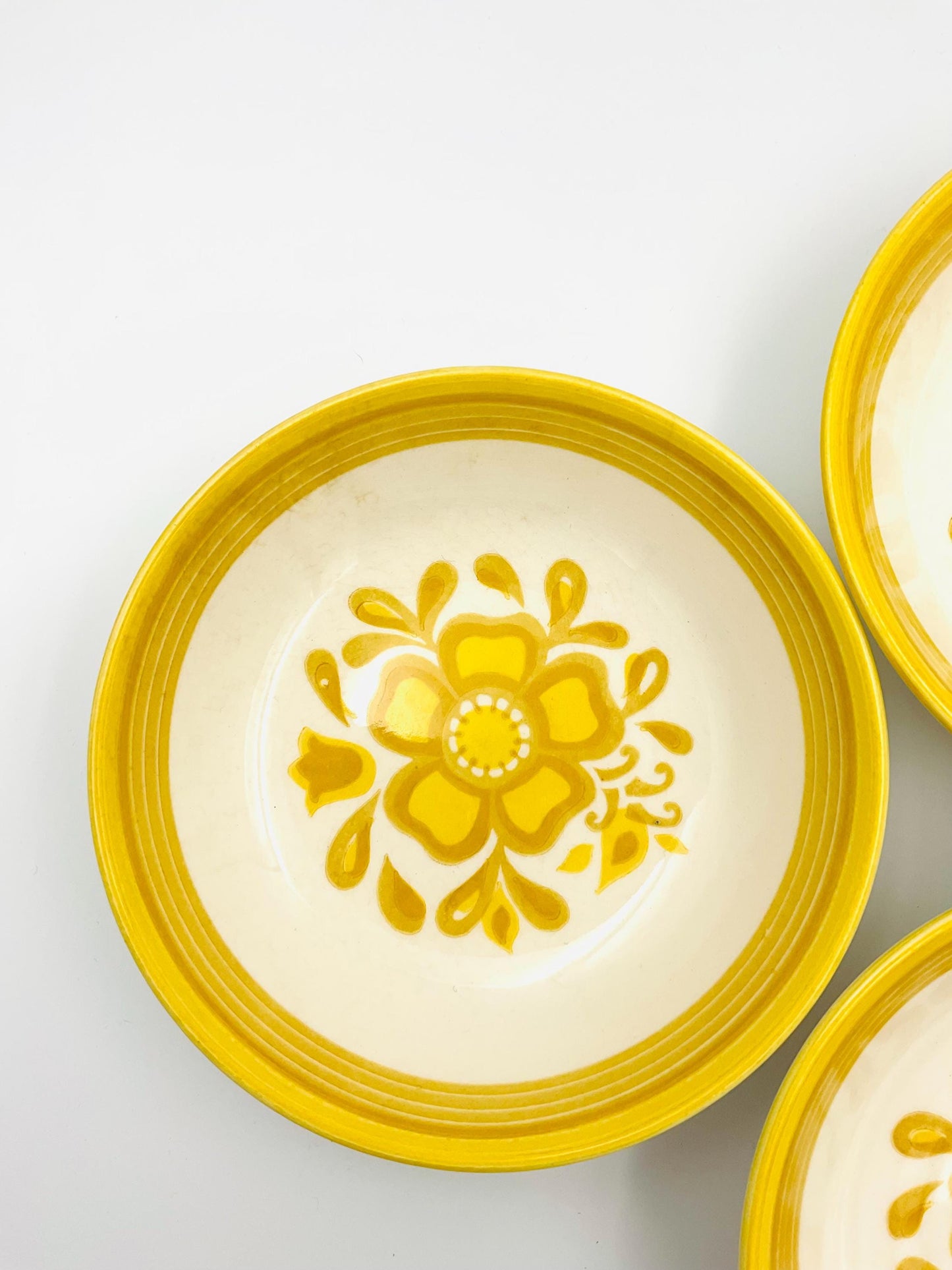Set of 3 Vintage Royal China Ironstone Small Bowls in the Damsel Pattern.