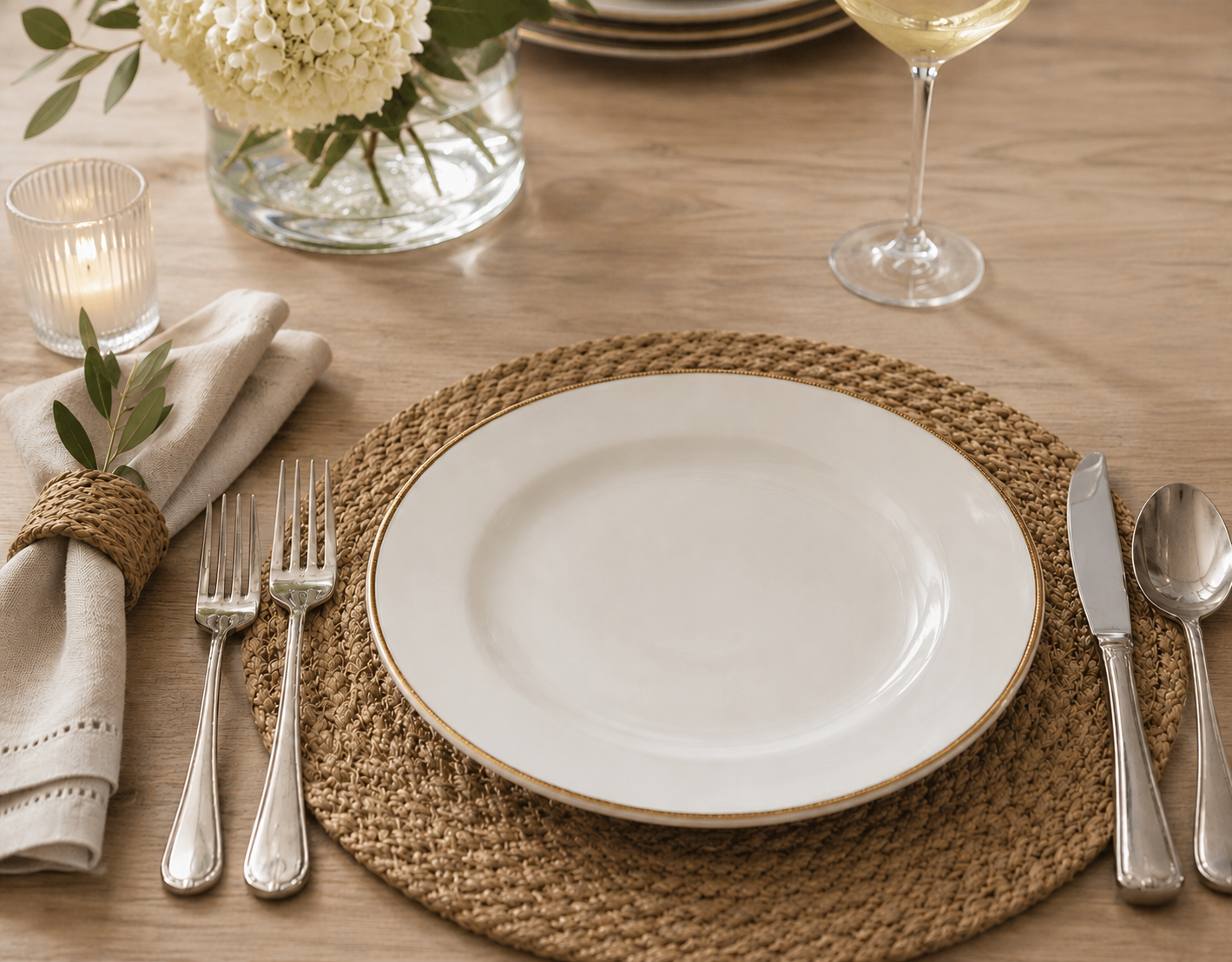 Williams Sonoma Open Kitchen Dinner Plates With Gold Rim - Set of 4