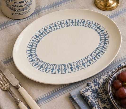 Vintage Homer Laughlin Richelieu Fleur de Lis Oval Serving Platter