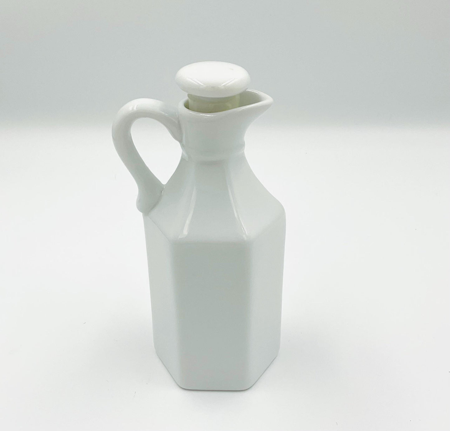 Vintage XCELL White Milk Glass Small Cruet Pitcher with Stopper
