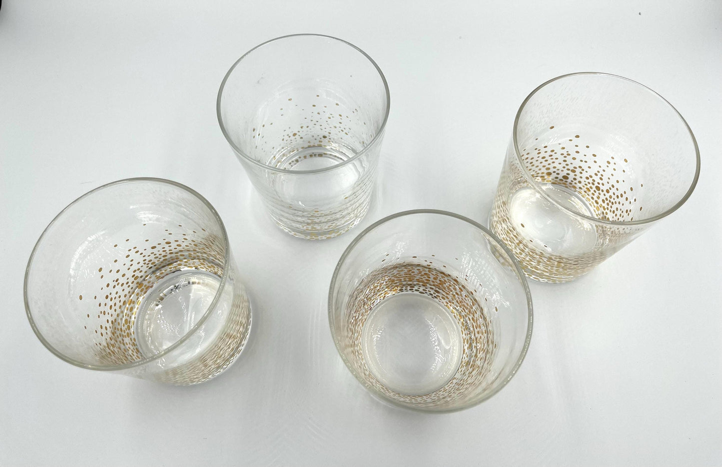 Set of Four Double Old Fashioned Gold Dot Confetti Glasses