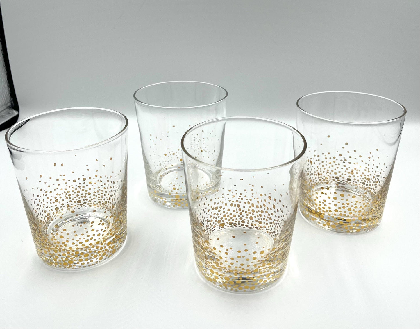 Set of Four Double Old Fashioned Gold Dot Confetti Glasses