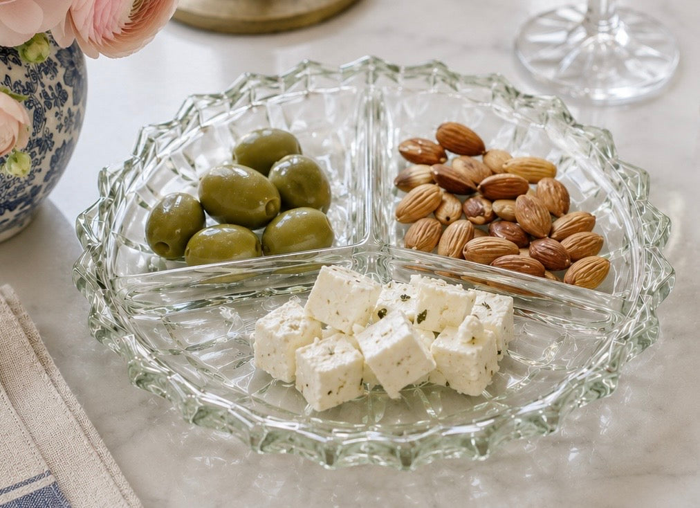 Vintage Indiana Glass Divided Relish Tray | Snack Platter, Candy Dish & Condiment Server