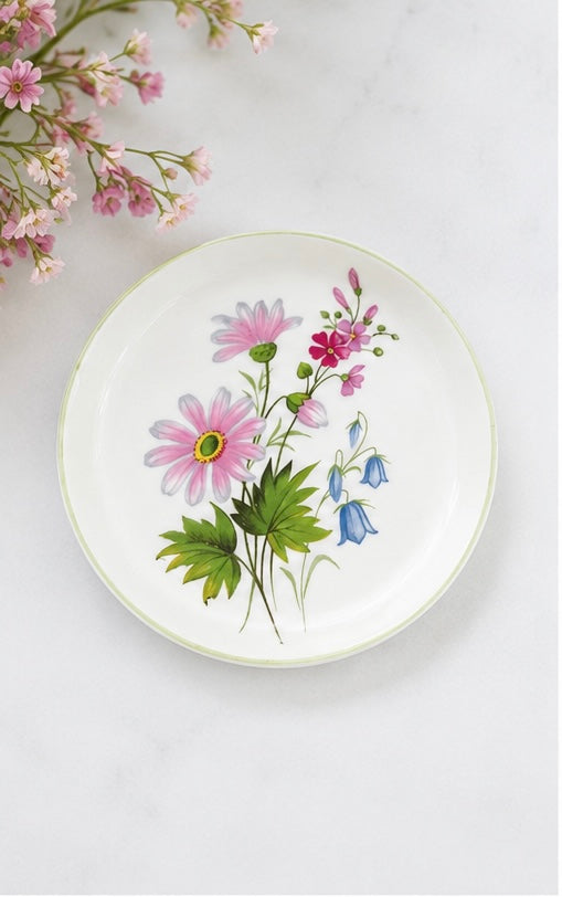 Vintage Crown Staffordshire Wild Flowers Bone China Coaster — Original Box