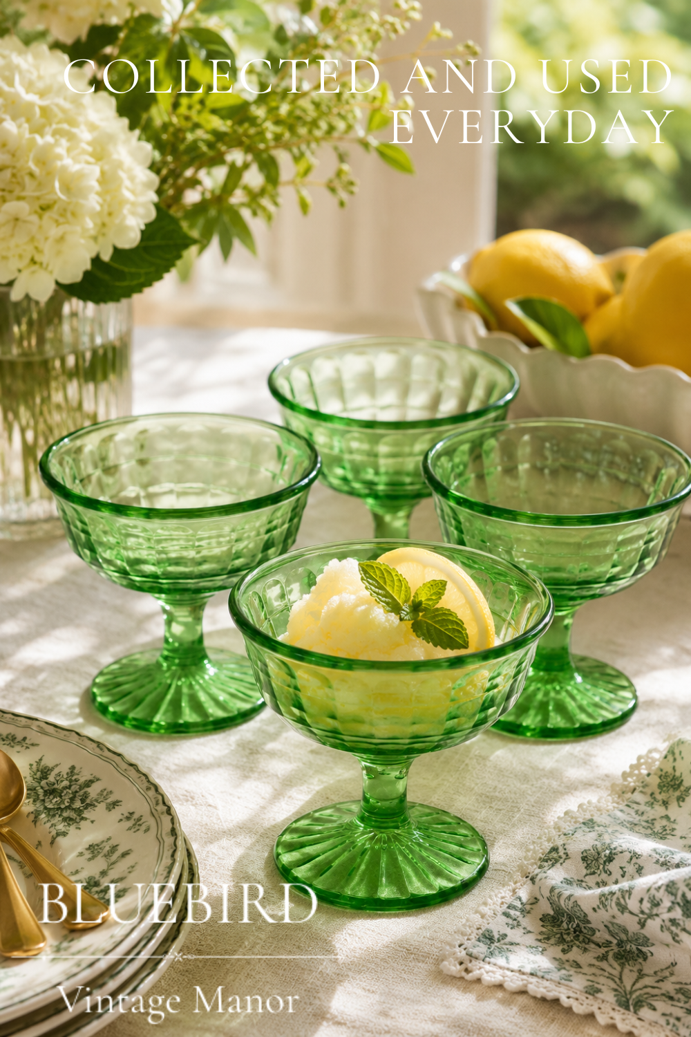 Vintage Anchor Hocking Block Optic Sherbet Cups - Set of 4
