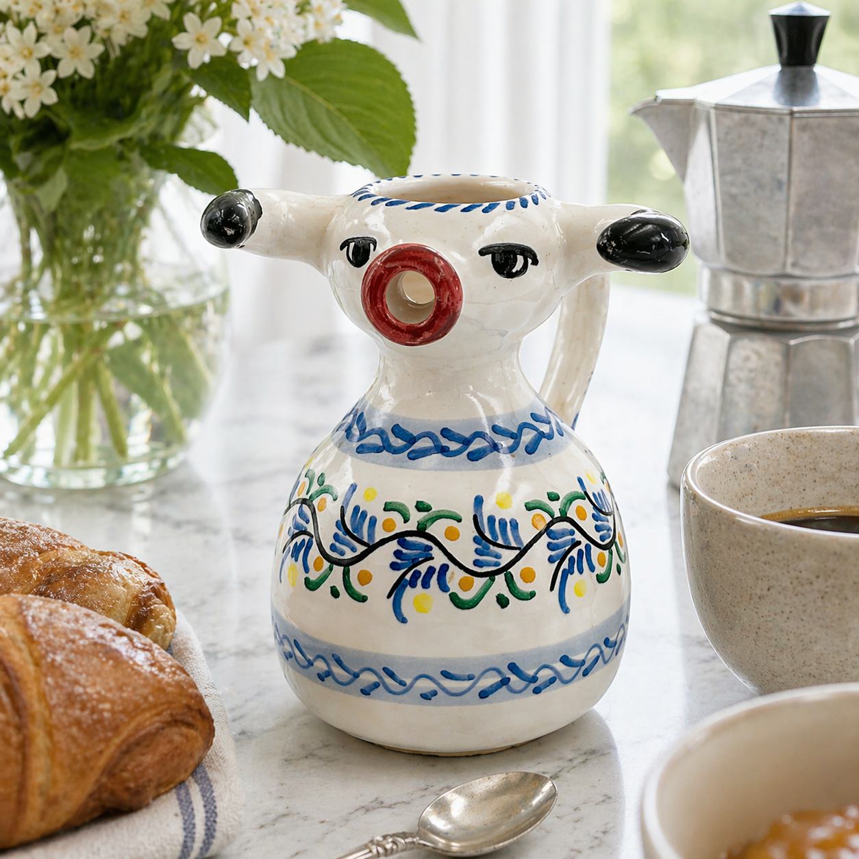 Vintage Hand Painted Espania Cow Creamer Pitcher