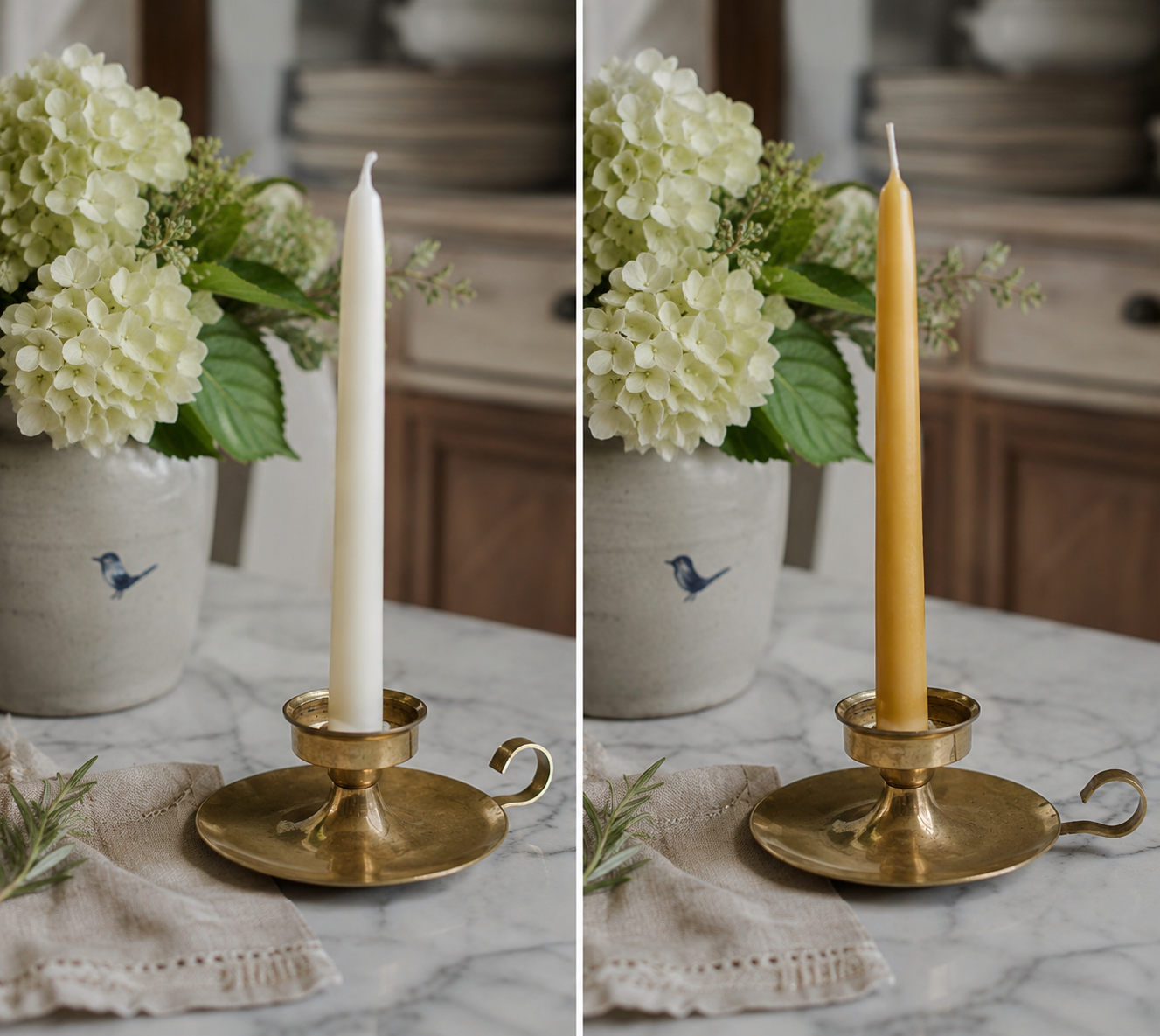 Vintage Solid Brass Chamberstick Candle Holder with Finger Loop Handle