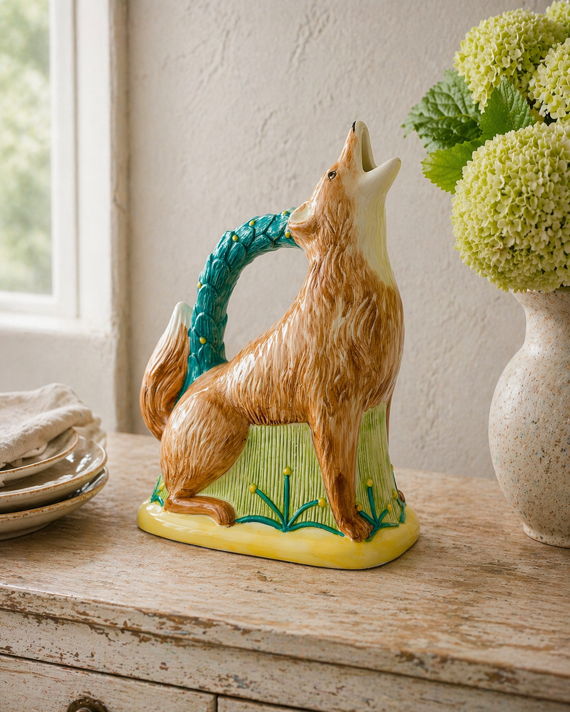Andrea West Hand Painted Italian Fox Pitcher