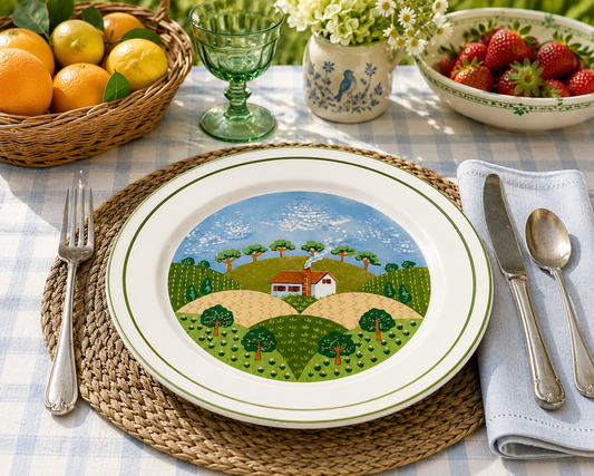 Vintage Sango Sangostone "Country Cottage" Dinner Plates - Set of 2