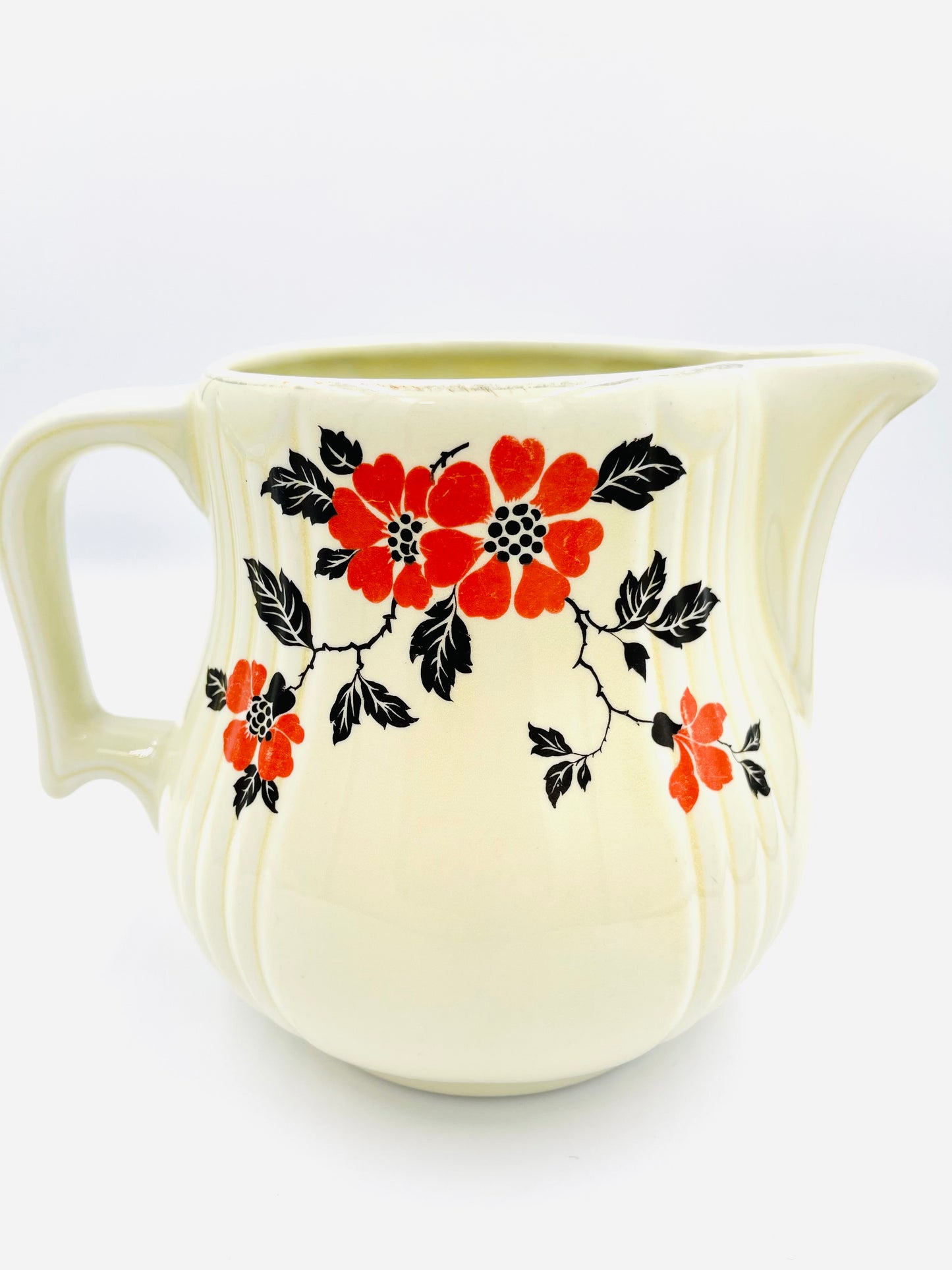 Vintage Hall’s Superior Quality Kitchenware Red Poppy Pattern Pitcher