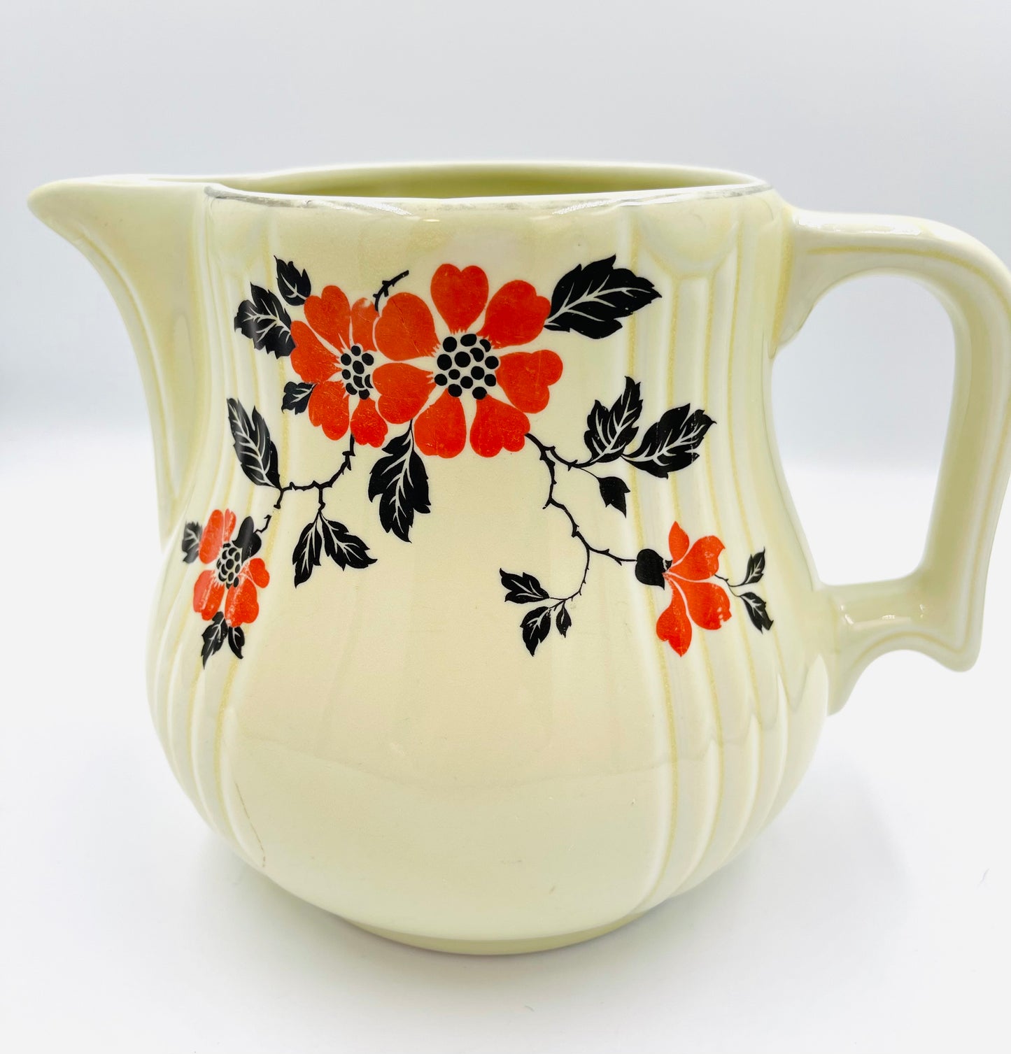 Vintage Hall’s Superior Quality Kitchenware Red Poppy Pattern Pitcher