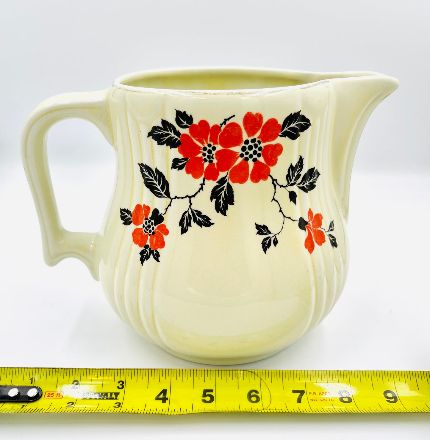 Vintage Hall’s Superior Quality Kitchenware Red Poppy Pattern Pitcher