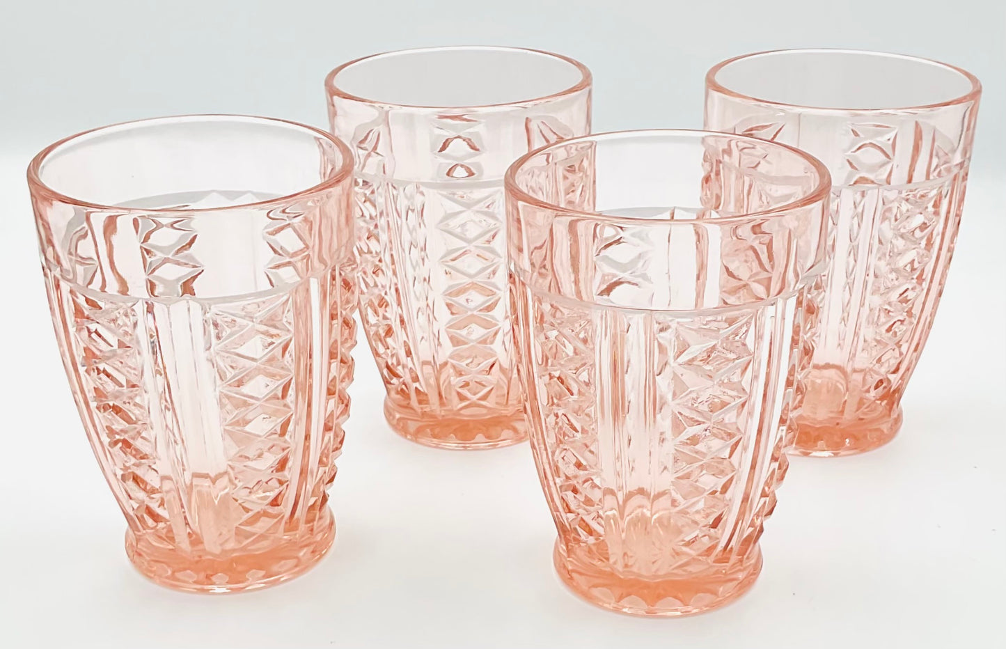 Vintage Anchor Hocking Pink Diamond Pattern Tumbler - Set of 4