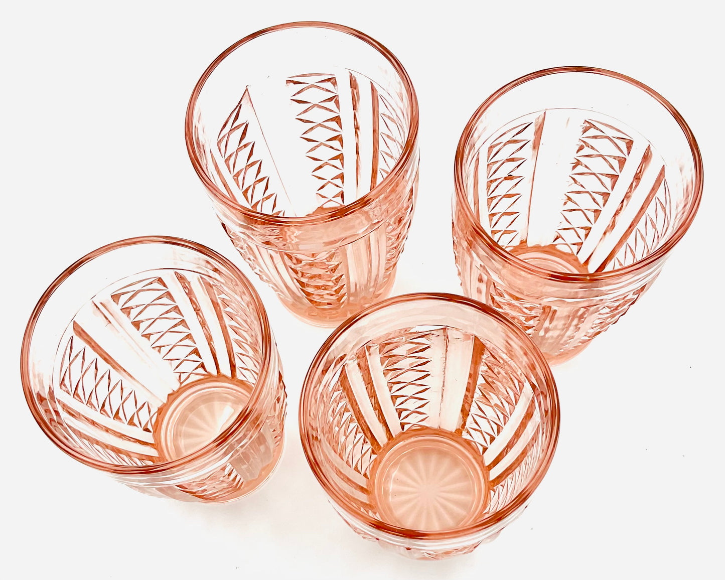 Vintage Anchor Hocking Pink Diamond Pattern Tumbler - Set of 4